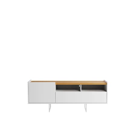 Winston 53.14 TV Stand With 4 Shelves In White And Cinnamon